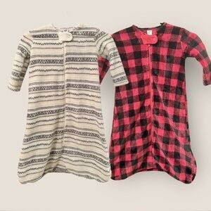 Lot of 2 HB Sleep Sacks Buffalo Plaid / Striped  6-12 Months & 12-18 Mo EUC DK